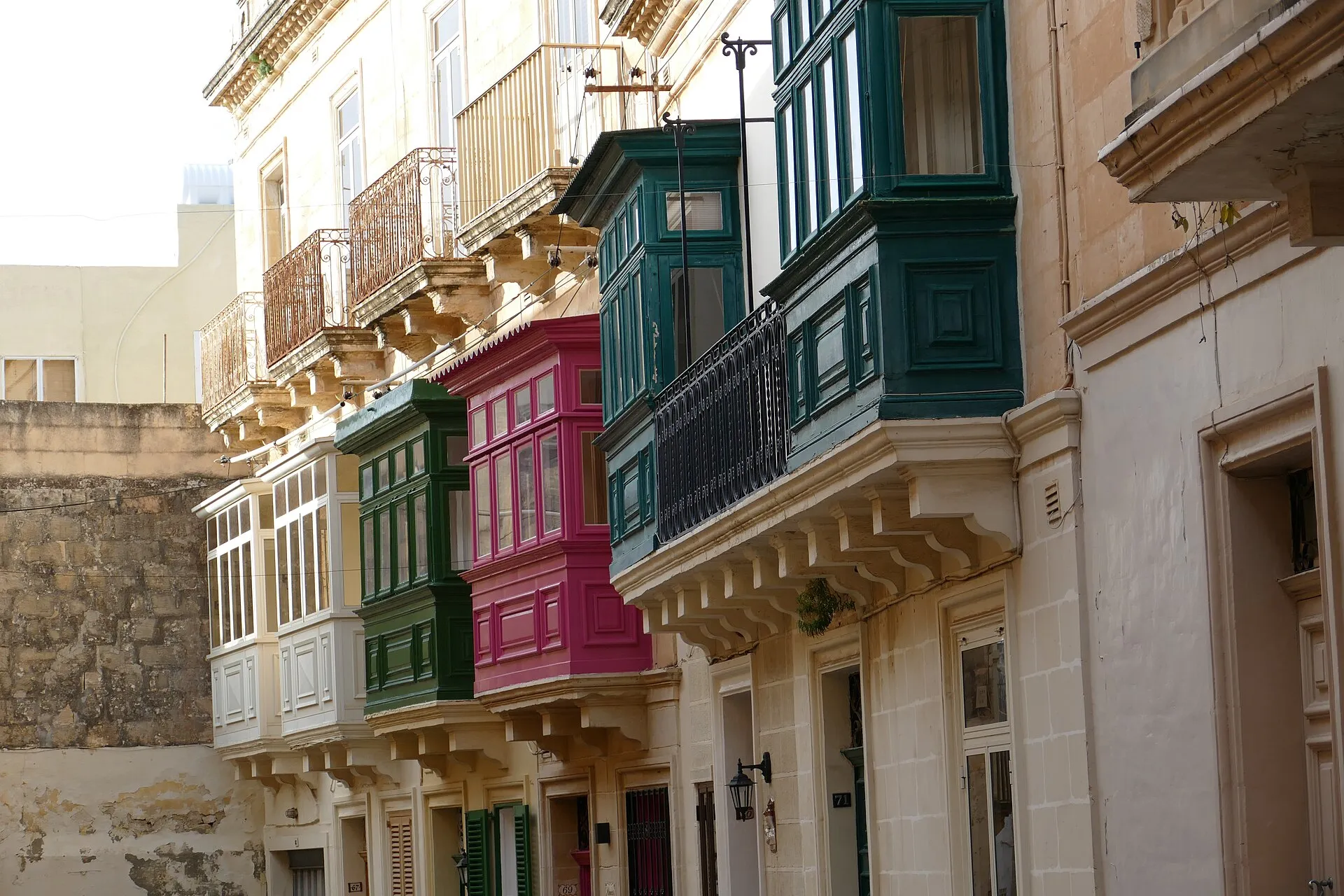 Traditional Maltese balconies on a Rabat townhouse